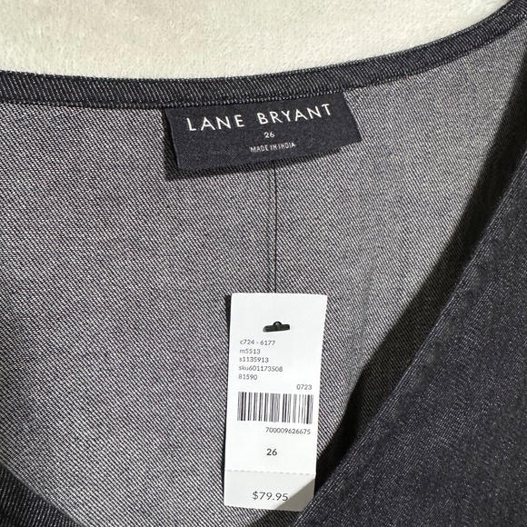 Lane Bryant Women's 3X Dress Black Smocked-Waist Flutter Sleeve w/Pockets - Picture 8 of 12